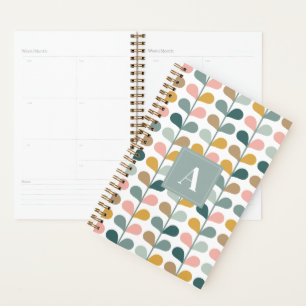 Square Monogram Initial Floral Petals Pattern Planner