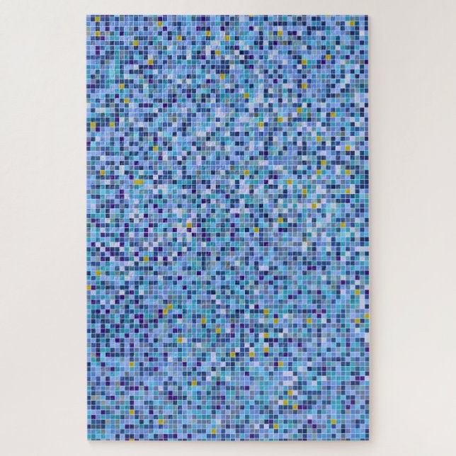 Square Mosaic Blue Tones Tile Pattern Jigsaw Puzzle (Vertical)
