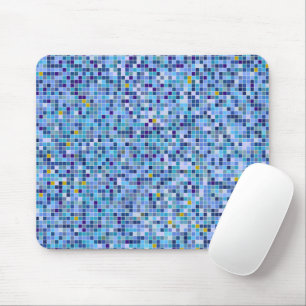 Square Mosaic Blue Tones Tile Pattern Mouse Mat