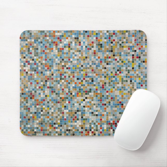 Square Mosaic Multi-coloured Tile Pattern (Photo) Mouse Mat (With Mouse)