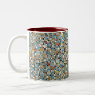 Square Mosaic Multi-coloured Tile Pattern (Photo) Two-Tone Coffee Mug