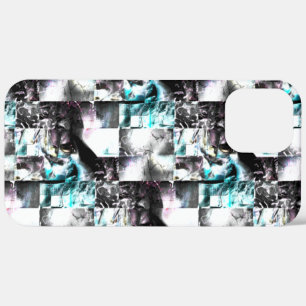 Square mosaic of messy textures in silver to cyan  iPhone 12 pro max case