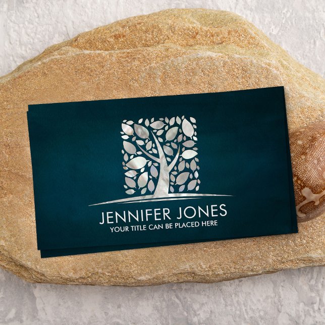 Square Mother of pearl Pearl Tree of life Art  Business Card (Creator Uploaded)