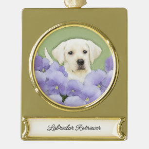 square (name) gold plated banner ornament
