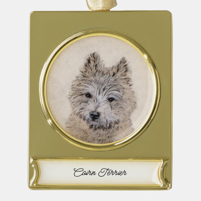 square (name) gold plated banner ornament (Front)