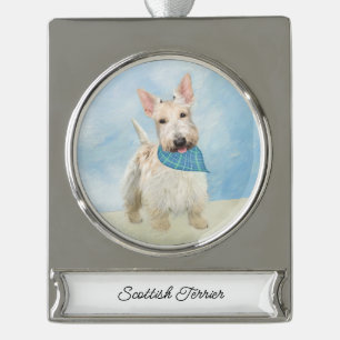 square (name) silver plated banner ornament
