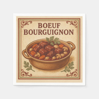 Square Napkin  Boeuf Bourguignon, Retro Style