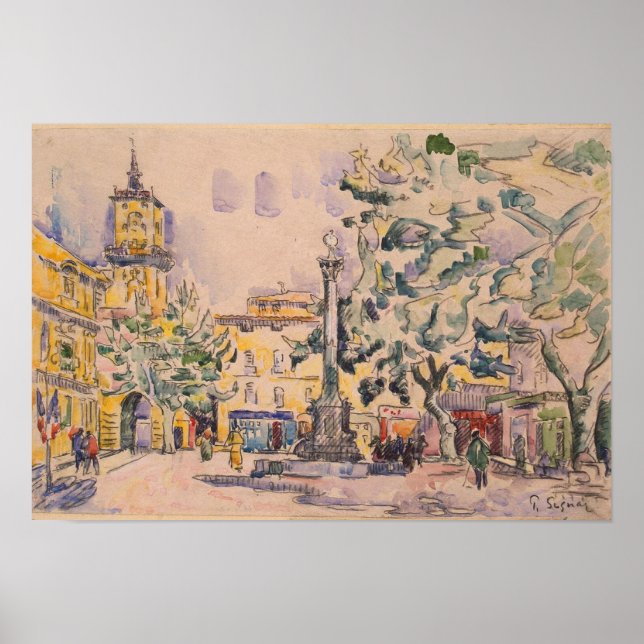 Square of the Hotel de Ville in Aix-en-Provence Poster (Front)