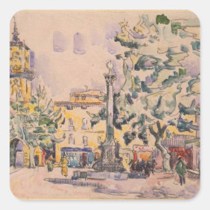 Square of the Hotel de Ville in Aix-en-Provence Square Sticker