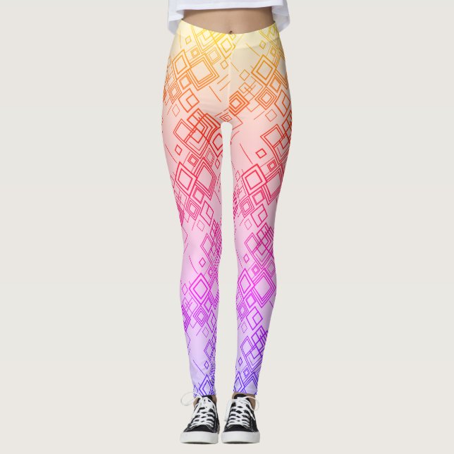 "Square Off: A Diagonal Tango of Geometry" Leggings (Front)