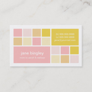 "Square One" Pink & Yellow Mummy Business Card