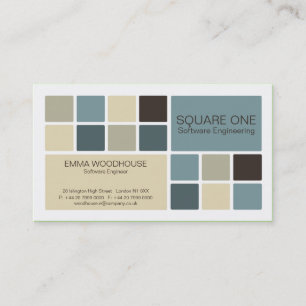 Square One White, Cadet Blue & Beige Business Card