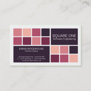 Square One White, Pink & Plum Business Card