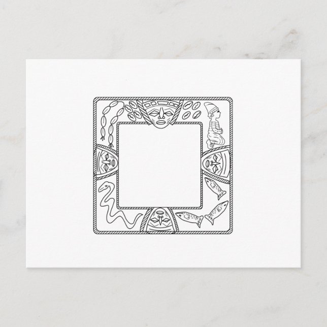 Square Opon Ifa Divination Tray Announcement Postcard (Front)