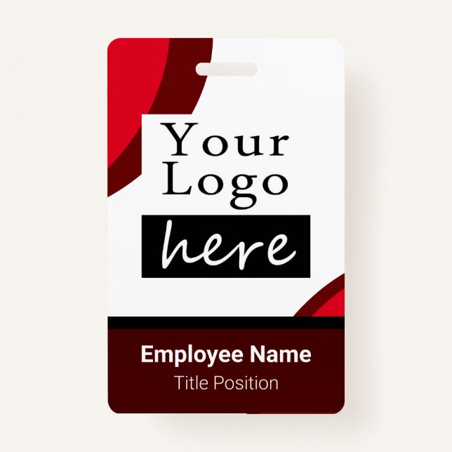 Square or Circle Style Logo Employee Name ID Badge (Front)