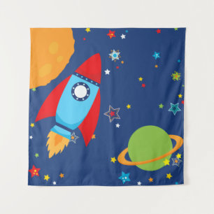 Square Out of This World Outer Space Background Tapestry