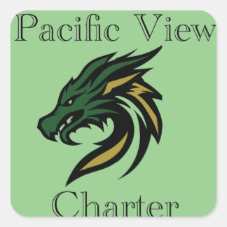 Square Pacific View Charter Logo w Title Square Sticker