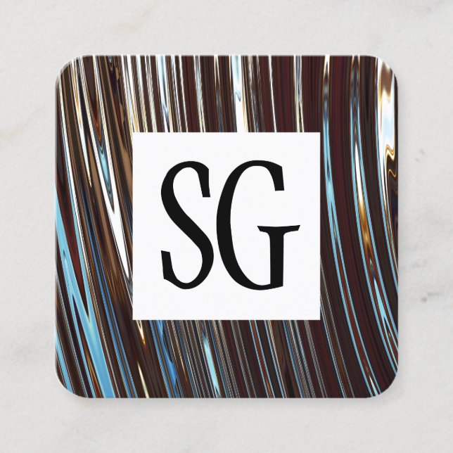 Square Panel - Initials - Abstract Metallic Square Business Card (Front)
