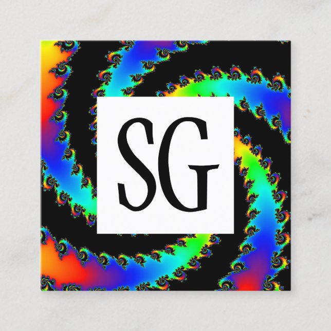 Square Panel - Initials - Fractal Vortex 01 Square Business Card (Front)
