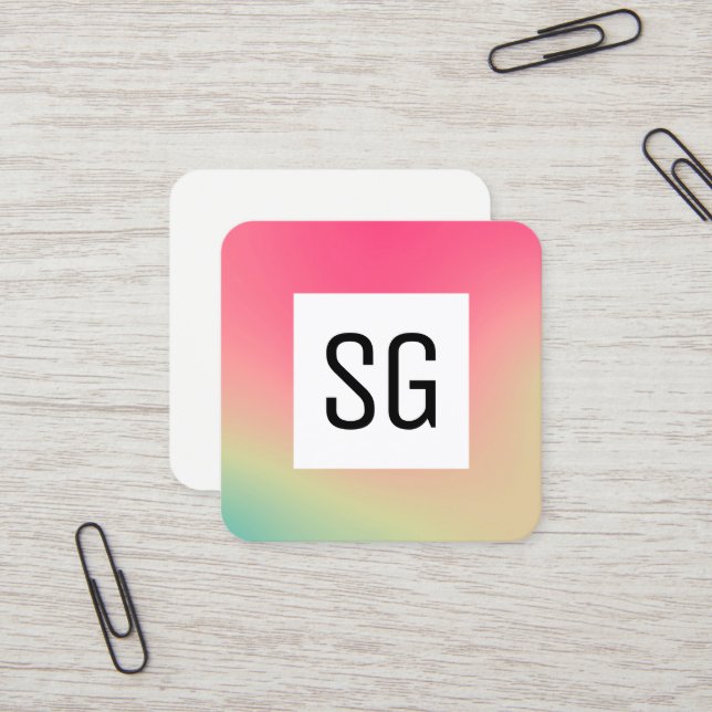 Square Panel - Initials - Gradient Square Square B Business Card (Front/Back In Situ)