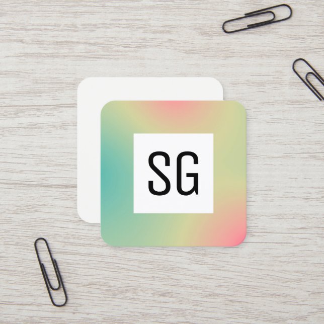 Square Panel - Initials - Gradient Square Square B Square Business Card (Front/Back In Situ)
