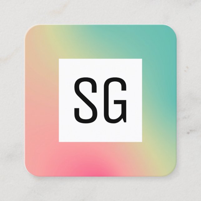Square Panel - Initials - Gradient Square Square B Square Business Card (Front)