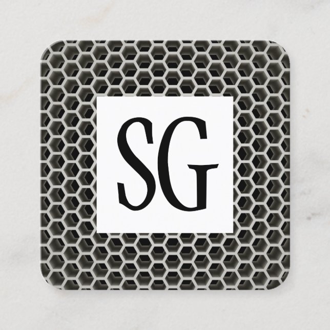 Square Panel - Initials - Honeycomb Warm Square Business Card (Front)