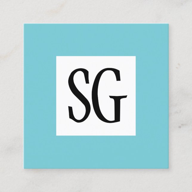 Square Panel - Initials - Robin Egg Blue Business Card (Front)