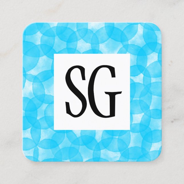 Square Panel - Initials - Watercolor Spots Square Business Card (Front)