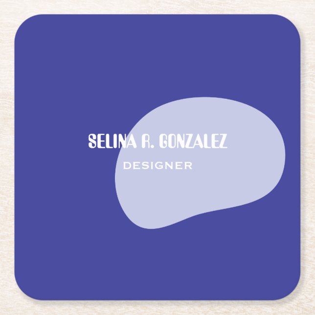 Square Paper Coaster with Blue Cool-Neutral Design (Front)