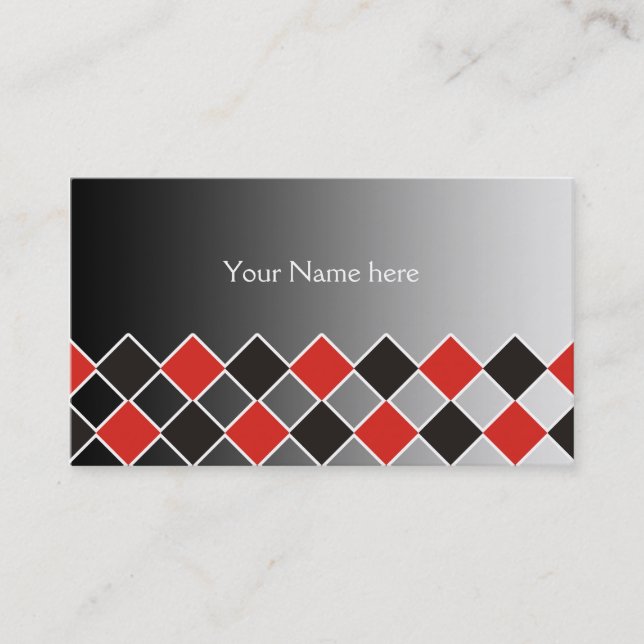 SQUARE Pattern - black red white + your background Business Card (Front)