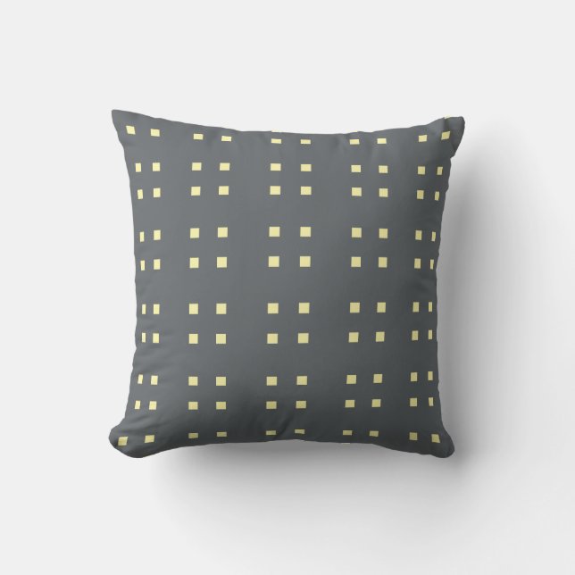 Square Pattern dark grey yellow Cushion (Front)