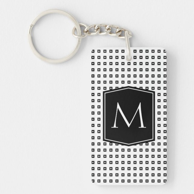 Square Pattern Monogram Customisable Key Ring (Front)