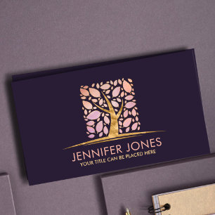 Square Pearl Tree of life Art - Charoite leaves Business Card