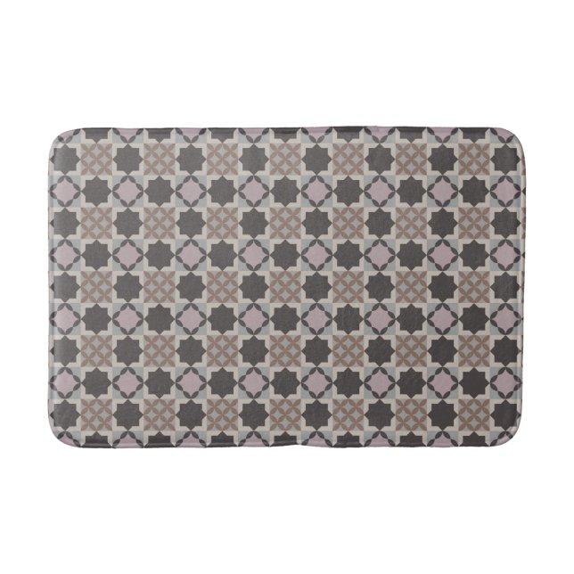 Square & Petal Mosaic Pattern Bath Mat (Front)