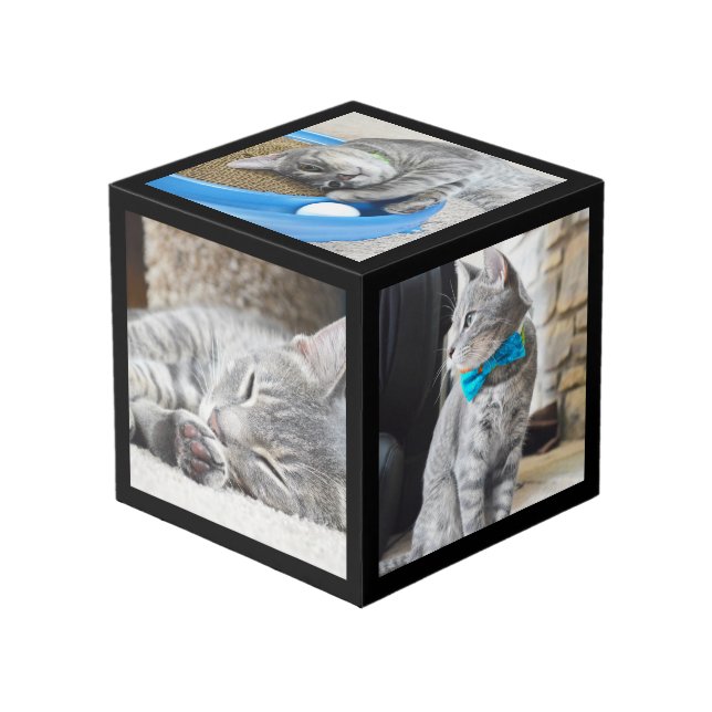 Square Photo Block Custom Desk Accessory Cube (Front Angled)