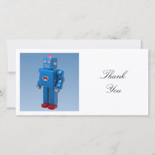 Square Photo - Blue Robot Thank You Card