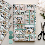 Square Photo Collage - Up to 14 photos Teal Green Wrapping Paper Sheet<br><div class="desc">If you crop your photo into a square before uploading, it will be easy to edit the design. A design with a basic background. Use up to fourteen square photos to create a unique and personal gift. If you need to adjust the pictures, click on the customise tool to make...</div>