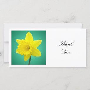 Square Photo - Daffodil on Green Thank You Card