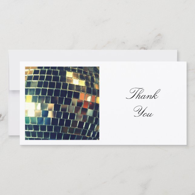 Square Photo - Disco Ball Thank You Card (Front)