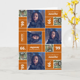 Square Photo Graduation Class Year Burnt Orange Card