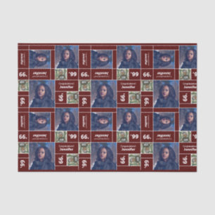 Square Photo Graduation Class Year Maroon Tissue Paper