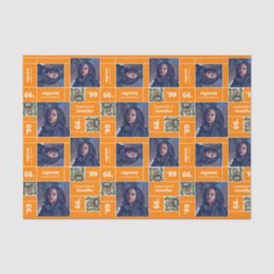 Square Photo Graduation Class Year Orange Tissue Paper