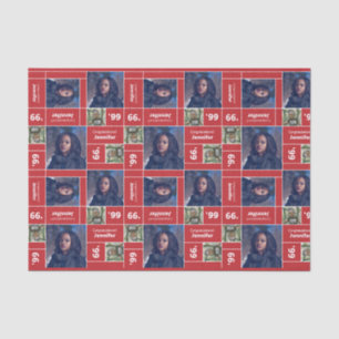 Square Photo Graduation Class Year Red Tissue Paper