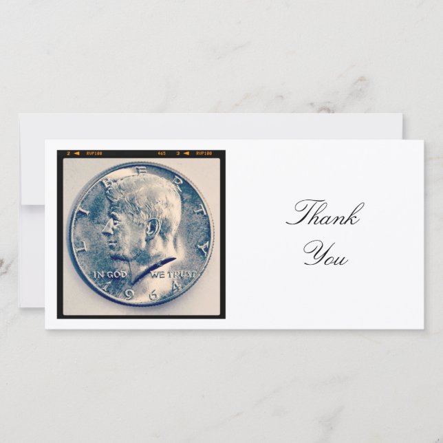 Square Photo - JFK Half Dollar Thank You Card (Front)