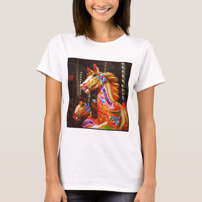 Square Photo - Merry-go-round Horses 02 T-Shirt (Front)