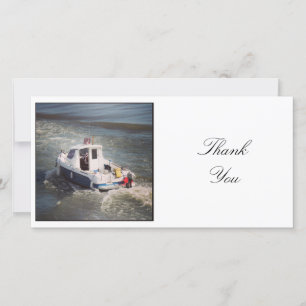 Square Photo - Motor Boat Thank You Card