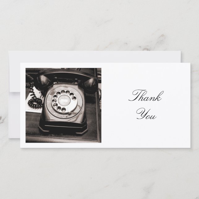 Square Photo - Old Phone Thank You Card (Front)