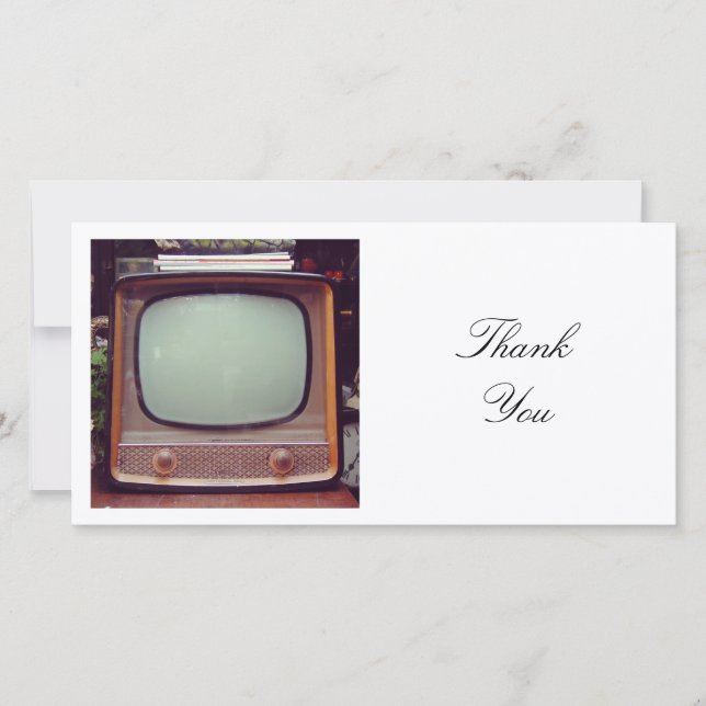 Square Photo - Old Television Thank You Card (Front)