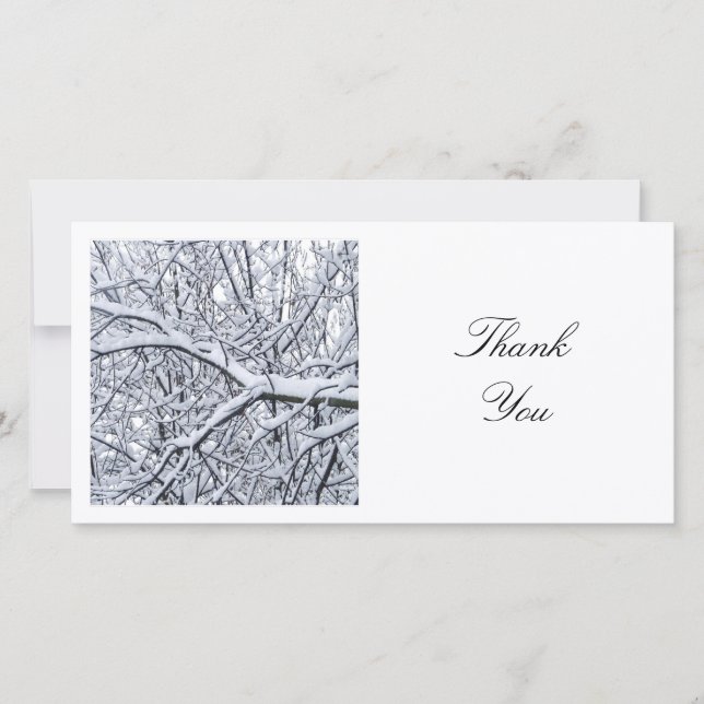 Square Photo - Snowy Branches Thank You Card (Front)
